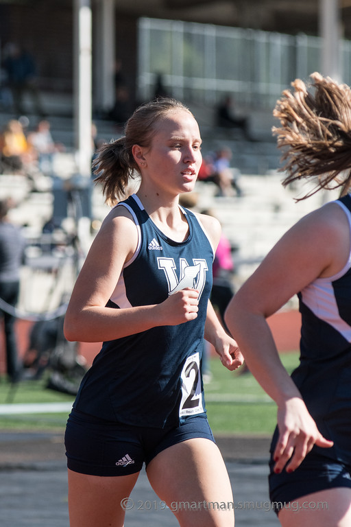 Sophomore Aurora Barkley running a long distance race. Barkley won both the 1500 and 3000 meter races on Tuesday against Hillsboro.