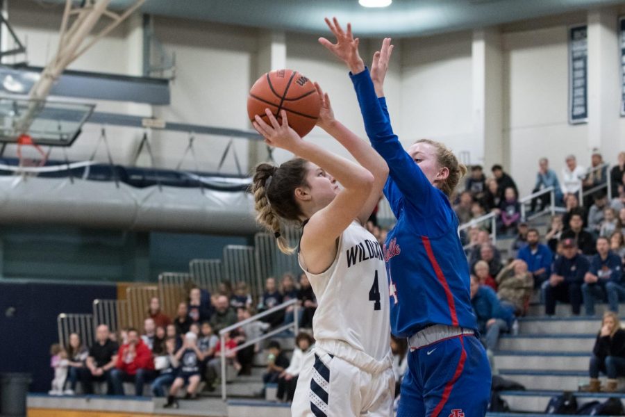 Sophomore Grace Gatto drives against La Salle's Lindsay Drango in the first meeting between the teams, earlier this season. Drango led the Falcons to the victory tonight, splitting the season series 1-1.