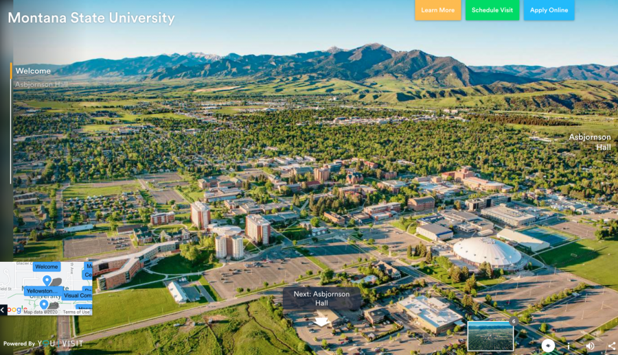 Montana State University's version of a virtual campus tour. Campuses around the nation have created some sort of virtual tour for prospective students.