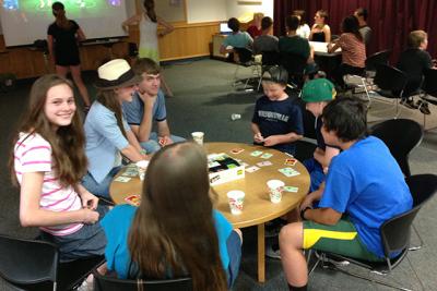 Teens participating in fun activities at the Wilsonville Public Library.