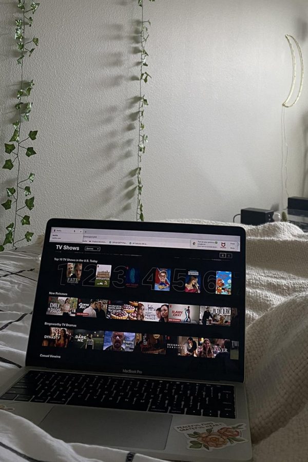 Wilsonville high school student, Sydnie Bierma, watching Netflix from bed.