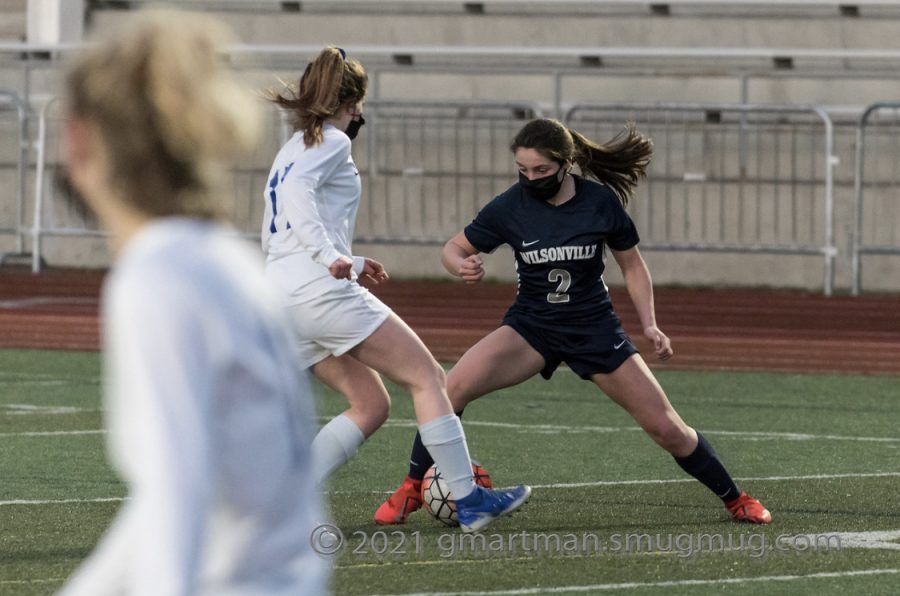 Kenley Whittaker battling for posession of the ball. Kenley Whittaker scored the first two goals of the 4-1 win against Marist.