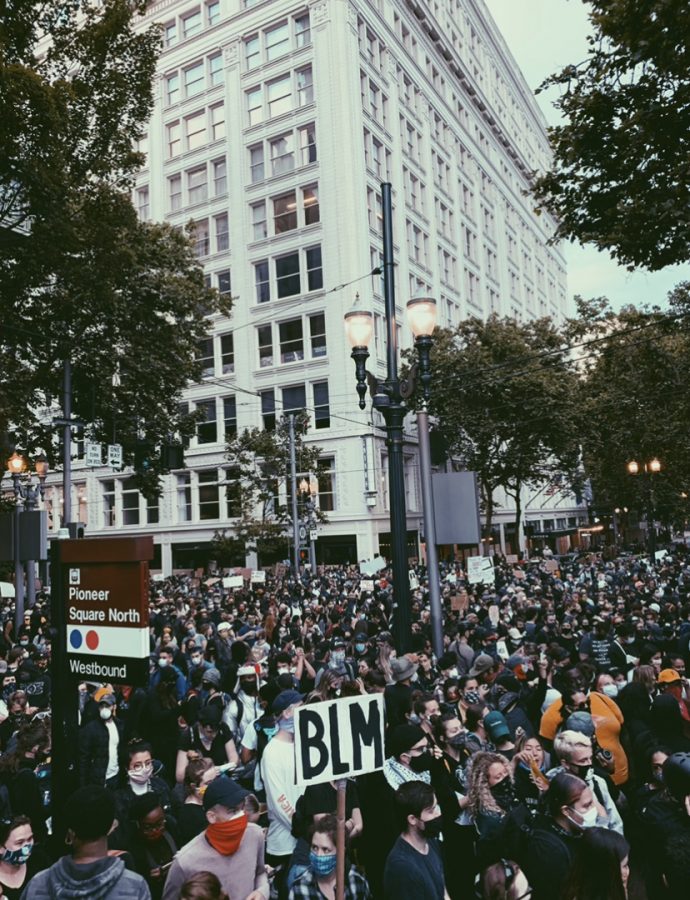 Pictured above is one of the peaceful Portland based Black Lives Matter (BLM) protests that Brennan Martin took part in over the summer.