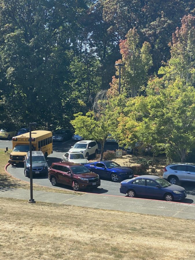 Parents anxiously waiting to pick up their children from school.