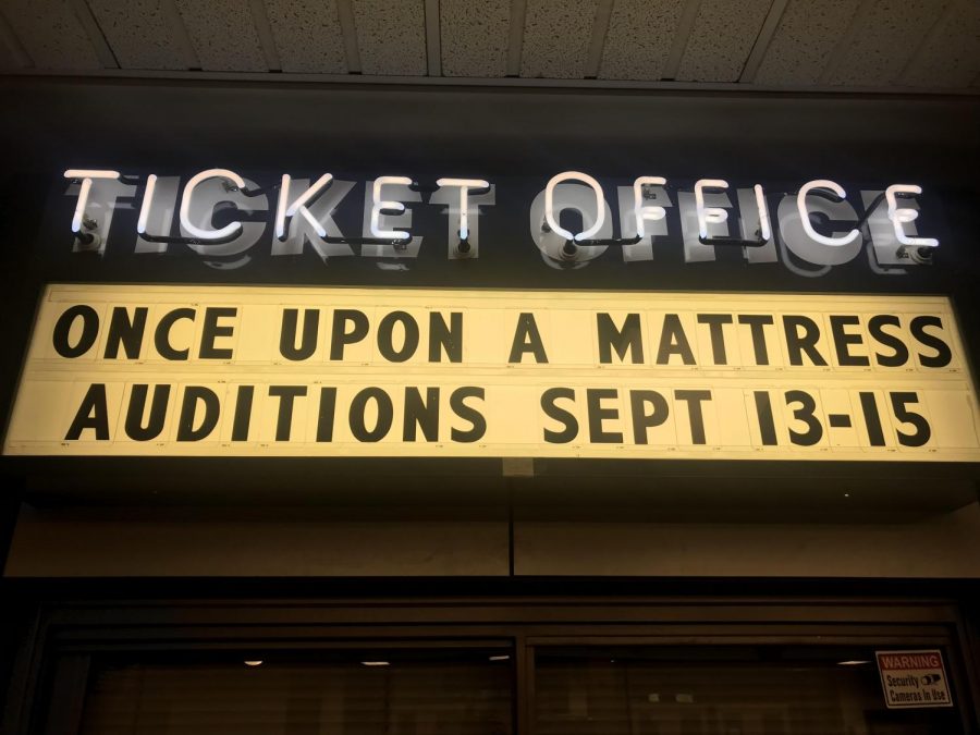 The sign outside WVHS's very own auditorium already showcases the upcoming play!