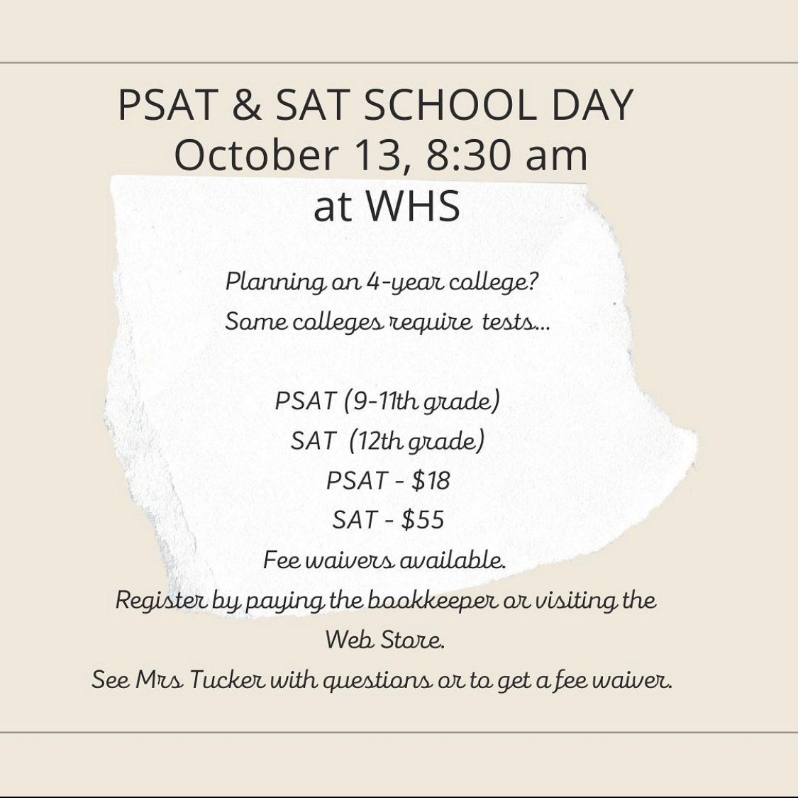 The SAT and PSAT testing day approaches! Wilsonville Broadcast Network