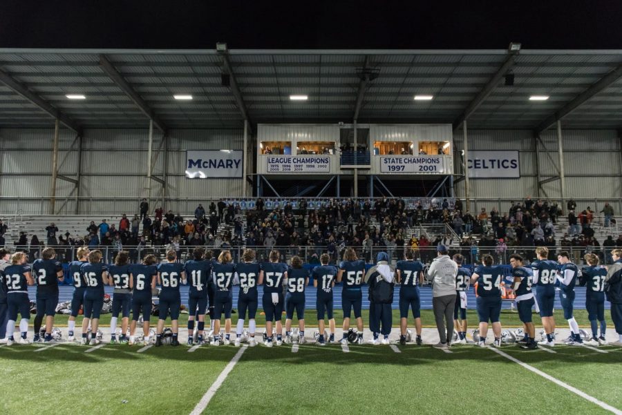 The Wildcats face the crowd with grace after their heartbreaking loss in the semi-finals.