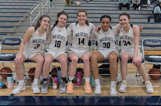 Cats starting five before they play Milwaukie. They went on to win 47-44.