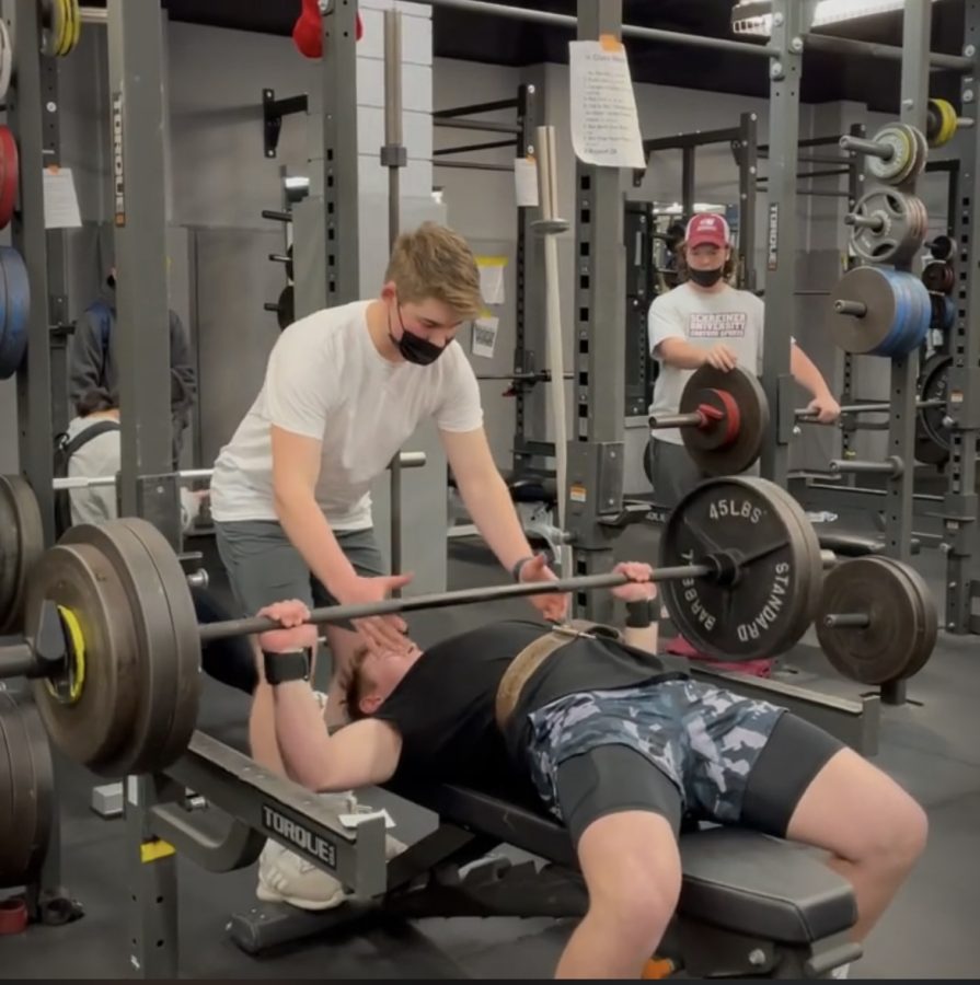 Porter Bowles hitting his PR of 300 Pounds while weighing 187. Taken from Porter's Instagram.