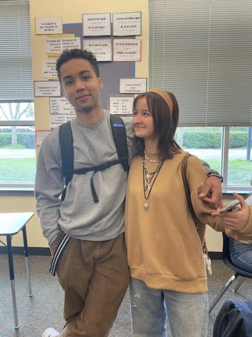 Jacob Fox, junior,  and Amelia Lounsbury, sophomore, show off there winter fashion.