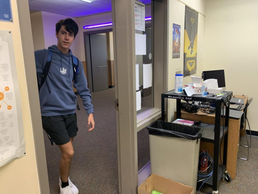 Student coming into class on time. Respecting peoples time like your teachers is important to a good community, this student is showing that respect by coming to class on time.