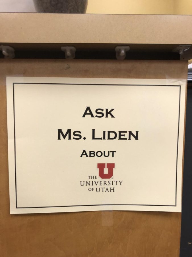 This is a photo of Ms. Liden's teacher introduction paper. You will see these papers near every classroom door for their respective teacher. 