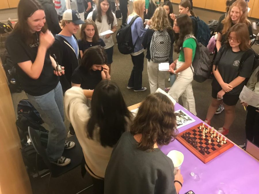 Chess club giving out root beer floats to the interested students. You could only get a float if you followed their Instagram account.