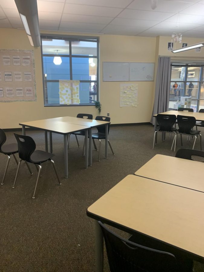 The seating arrangement in Ms. Asher's room. Many kids like the comfort of these chairs.