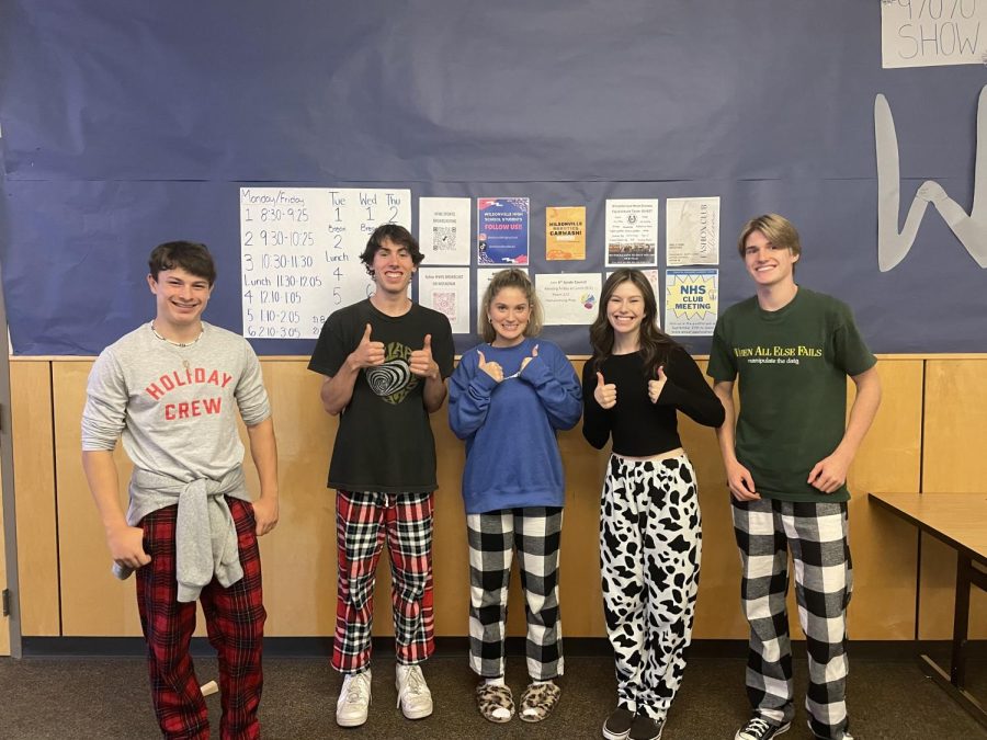 Students celebrating pajama day.