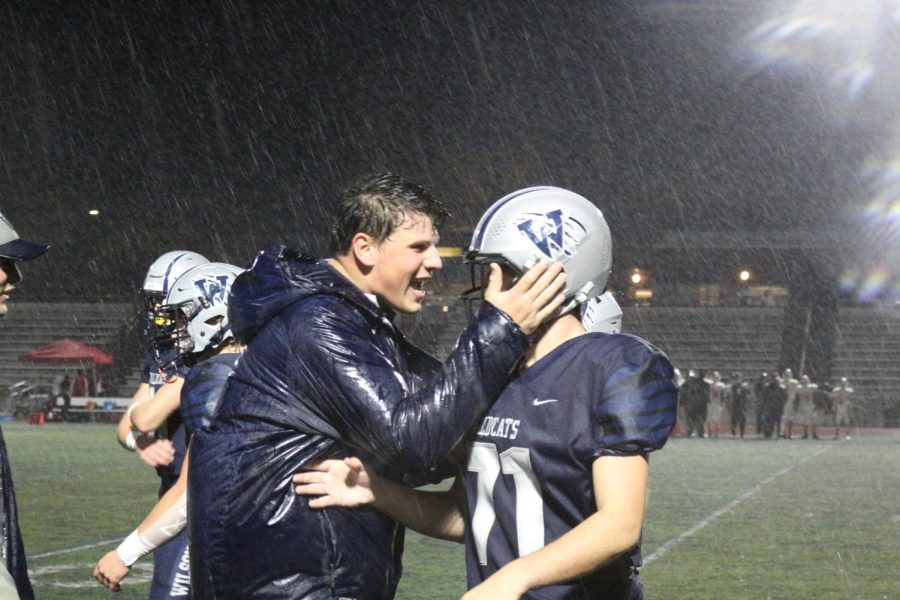 Will Katz cheering up his teammate Jakoby Fox after a phenomenal play. 