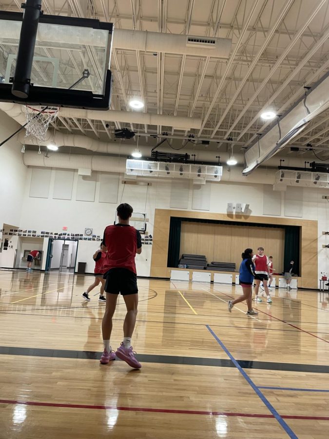 Senior Cooper Hiday passes the ball in after the whistle. It’s Hiday’s last year at WVHS and he’s chosen to spend it playing in the intramural basketball league.