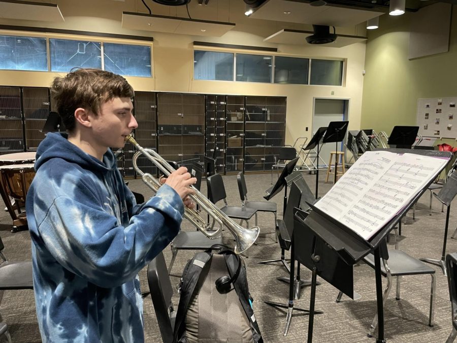 Ian Ball shown practicing music after school. Such dedication and discipline.