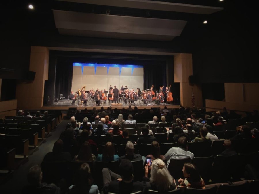 Symphonic orchestra performing a waltz. A beautiful and swaying piece of music. They play ever part perfectly. 