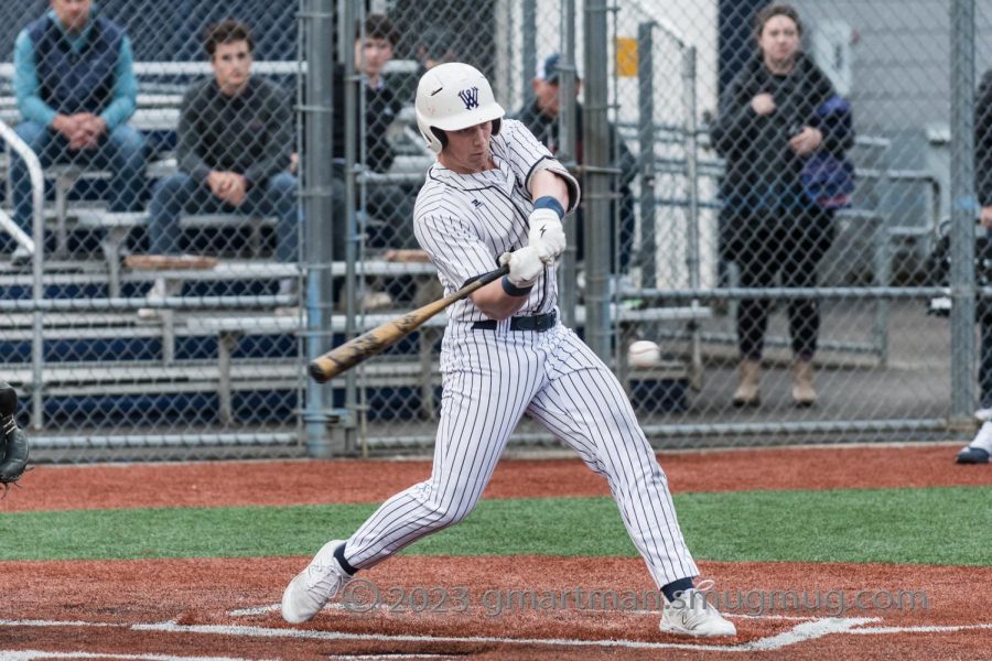 Jacob Ogden clobbers a ball in the gap resulting in a double and driving in a run. Ogden had both of Wilsonville's RBI's in a 2-0 victory over La Salle.