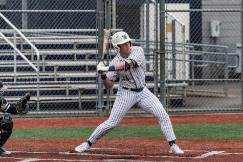 Jacob Ogden swings for an incoming pitch during the teams game agaisnt Canby from April 21. On May 5, Ogden would provide one of the key base hits during their game at Milwaukee.