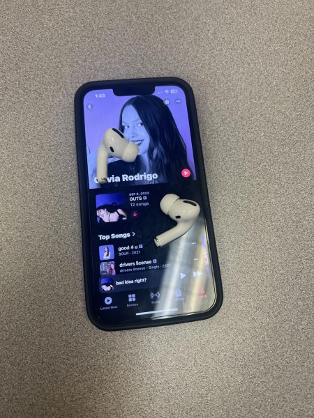 A Wilsonville student cues the new album to listen to during lunch. They hope to hear more from Rodrigo in the future. 