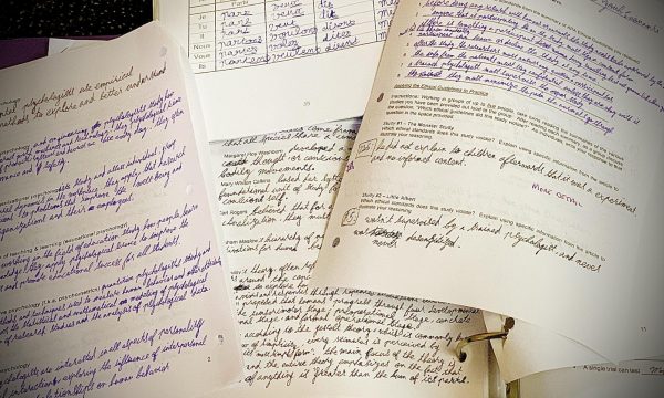 Hand-written papers presented by Ayoub Laouamri represents the lost art of cursive lettering. Dating back to his elementary lettering practice, Laouamri has use cursive in school ever since, completing physical assignments in cursive writing. 