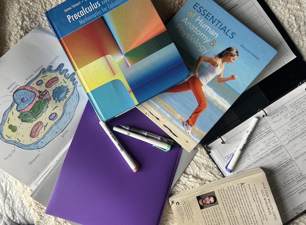 Piles of books cover Parry's carpet as she studies vigorously and spends hours after school completing assignments. Time consuming and lethargic, homework can be a constant, pressing stressor for students. 