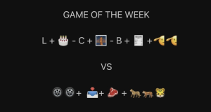 KGW News emoji image shown on TV to announce the game of the week using emojis.