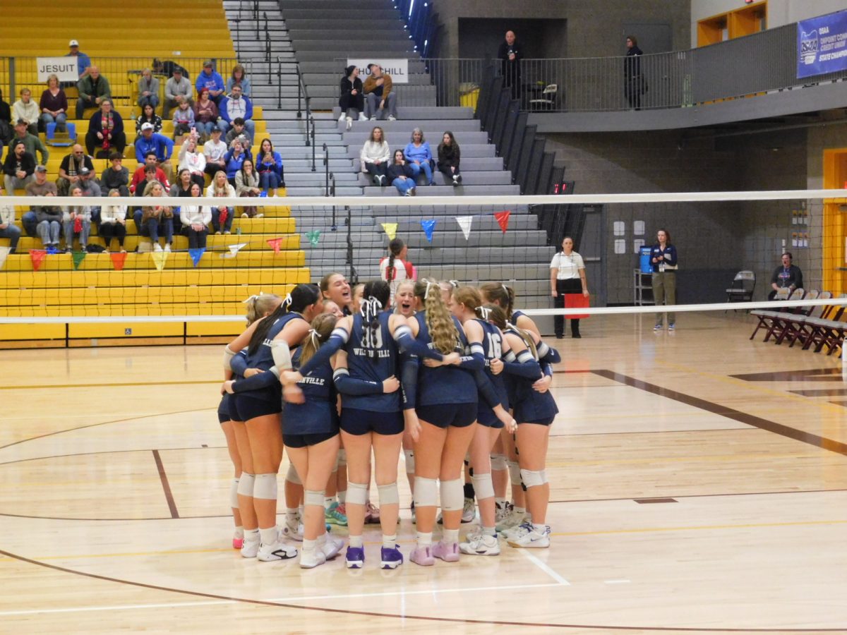 Wilsonville getting hyped up to take on Churchill. The energy in the stands and on the court doesn't let down.