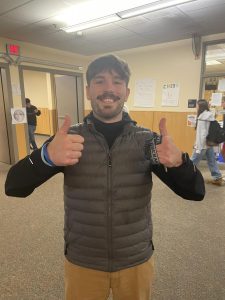 Wilsonville High School teacher Jared Alvarez stands outside his classroom. Moving from Montana to Oregon has given Alvarez new teaching and coaching opportunities, and Alvarez has grown from those experiences.