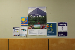 Wilsonville High School takes it a step further by gifting students an opportunity to immerse themself in Costa Rica, and execute their acquired Spanish skills. The poster is located on the wall near the side of the forum closest to the front doors; check it out for further information!