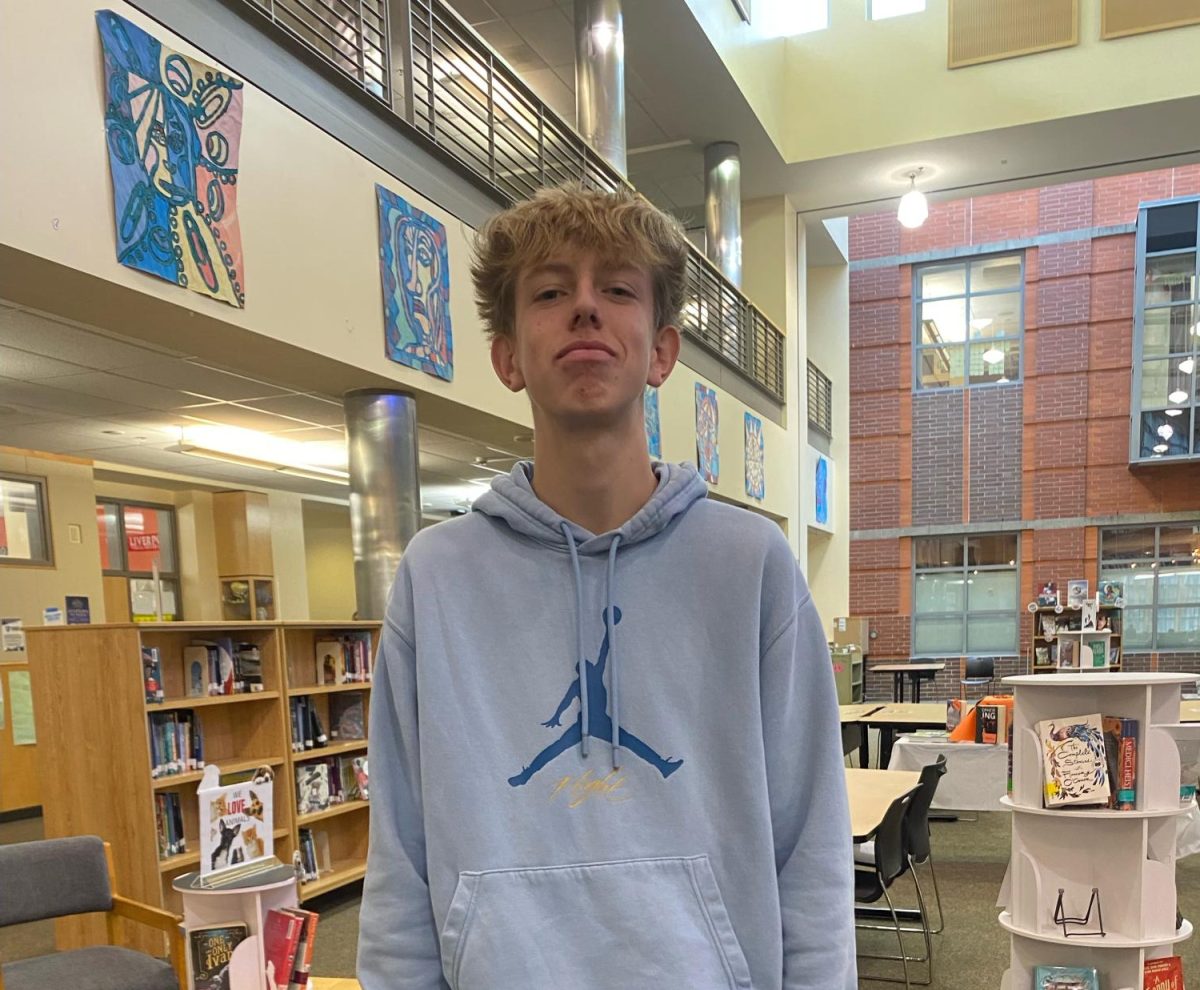 Colton Froman posing during an interview.   Froman is a sophomore soccer and baseball player at Wilsonville.