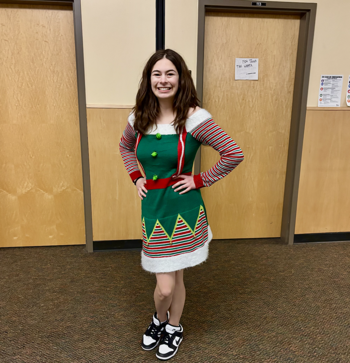 A sophomore at Wilsonville High School flaunts her Christmas spirit, completely decked-out the day before winter break! She is anticipating a party, baking Christmas cookies with her grandma, and sitting back to enjoy the classic production of Home Alone!