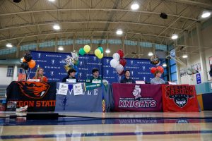 Jadyn Kipe, Wade Hagey, Drew Hall, Connor Johnston, and Emmit Fee await one of the biggest moments of their high school athletic careers. Each year Wilsonville sends off a surplus of top-tier talent to colleges all over the nation.
