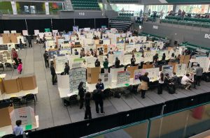 Students across the state gather within the Northwest Science Expo. They excitedly share their presentations and research, hoping to continue to nationals. 