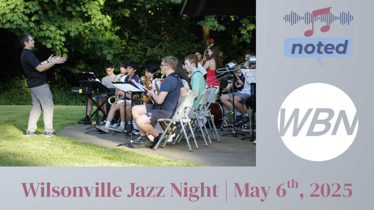 Review a successful evening of music and sunshine, brought to you by the jazz bands of Wilsonville High School and Meridian Creek Middle School!  Graphic by John D'Souza

