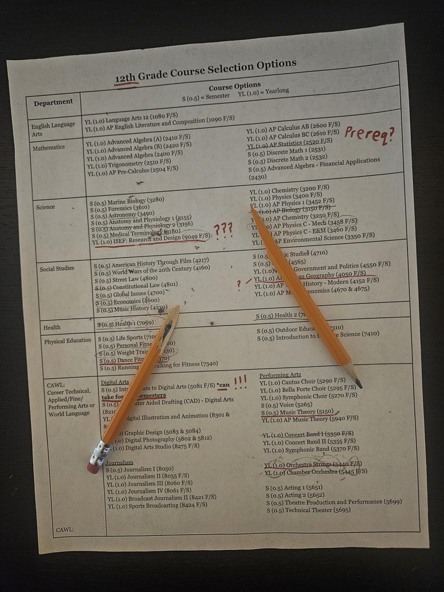 This image shows incoming seniors the classes they can expect to take in their last year of high school. The number of classes and the consequences of choosing wrong can leave students feeling overwhelmed and confused.