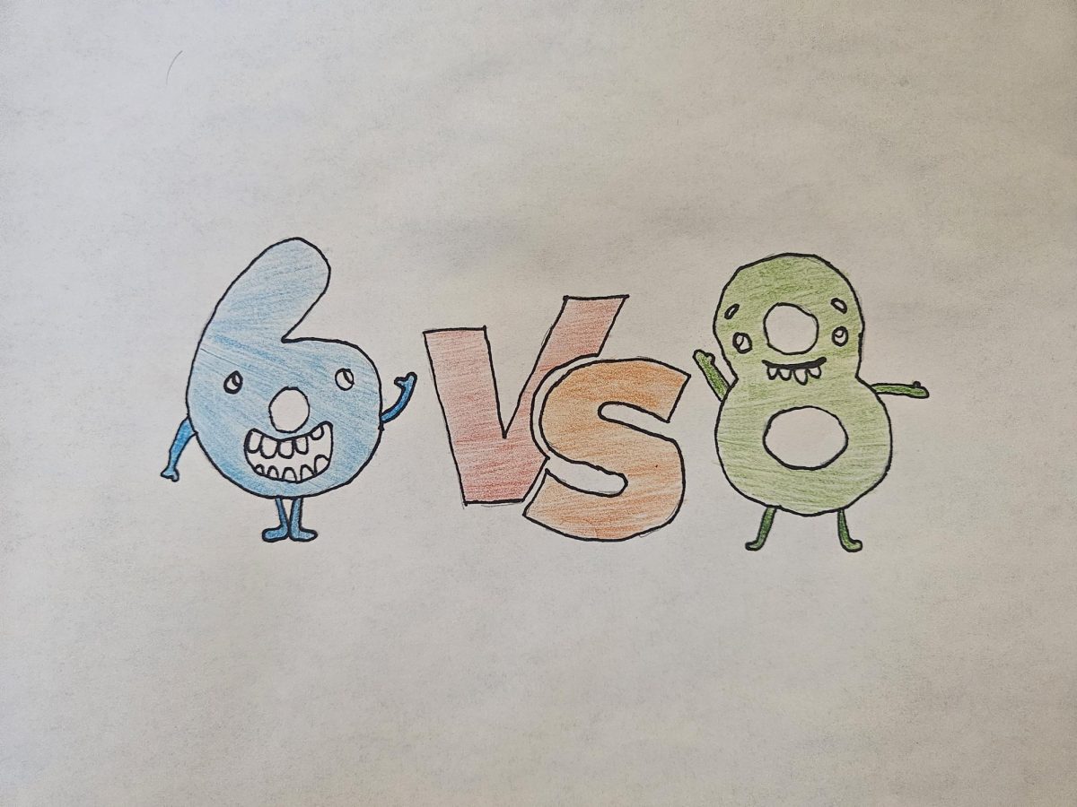 This picture shows the intense rivalry between the numbers six and eight. As of today, six has been overthrown by eight to take their spot as number of number of classes students have. 