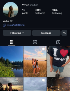 Vivian Williams' vibrant Instagram feed captures personalized photos that light up her profile.  Featuring a photo of her rocking an "I Heart Chicago" shirt to keep her friends updated on her most recent trip.