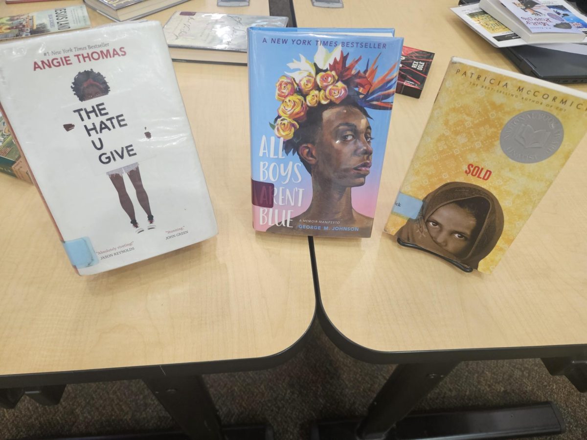 This image shows three books kept at the Wilsonville library. These three books are some of the most commonly banned books in America.