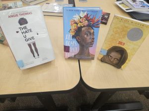This image shows three books kept at the Wilsonville library. These three books are some of the most commonly banned books in America.