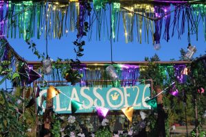 Photo of the senior homecoming float, decorated as princess and the frog. This years theme for the dance was Once upon a time. 