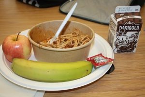 This is a typical school lunch at Wilsonville High School. The school strives to create a balanced meal for every student.