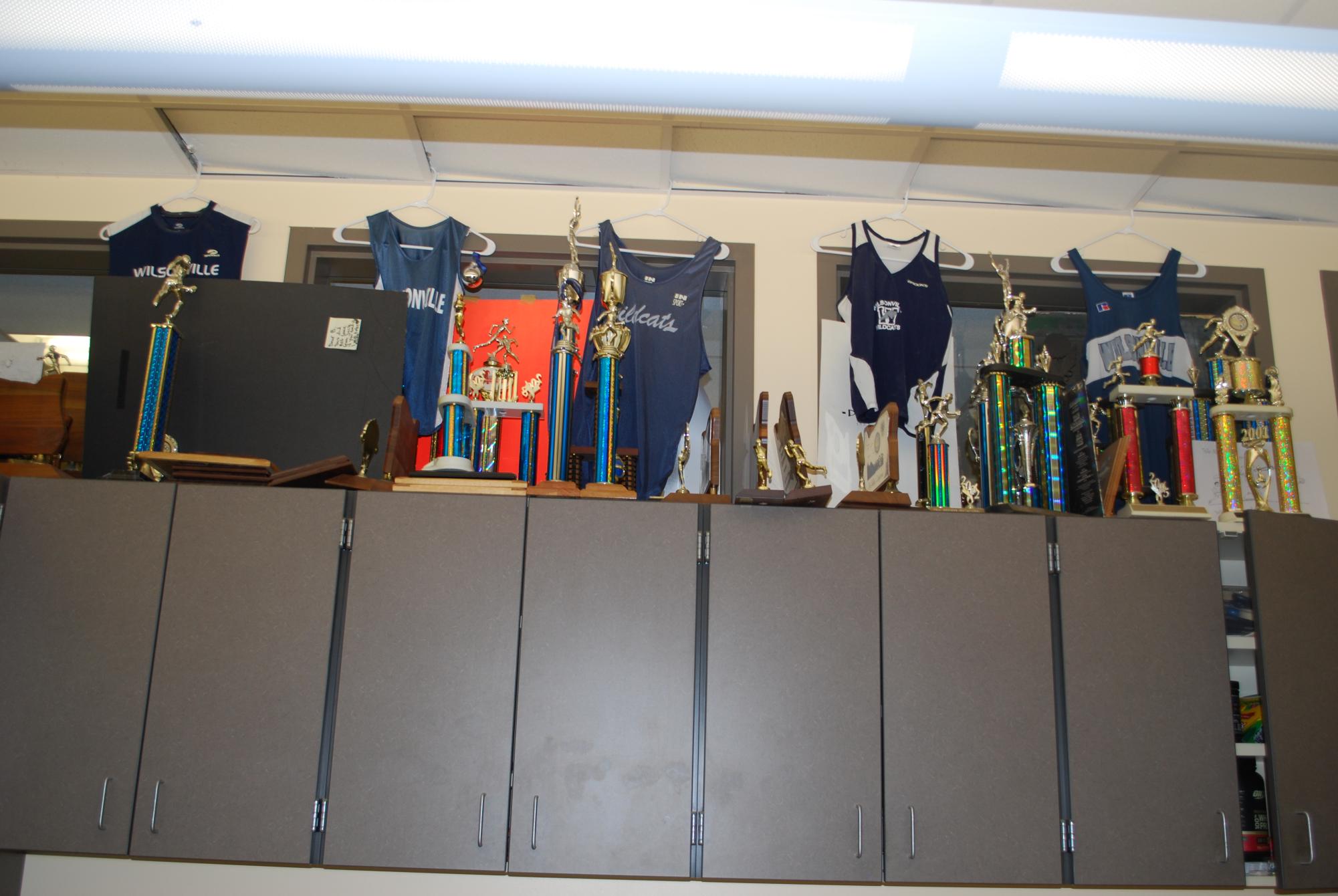 Running trophies in Mr. Barkley's room