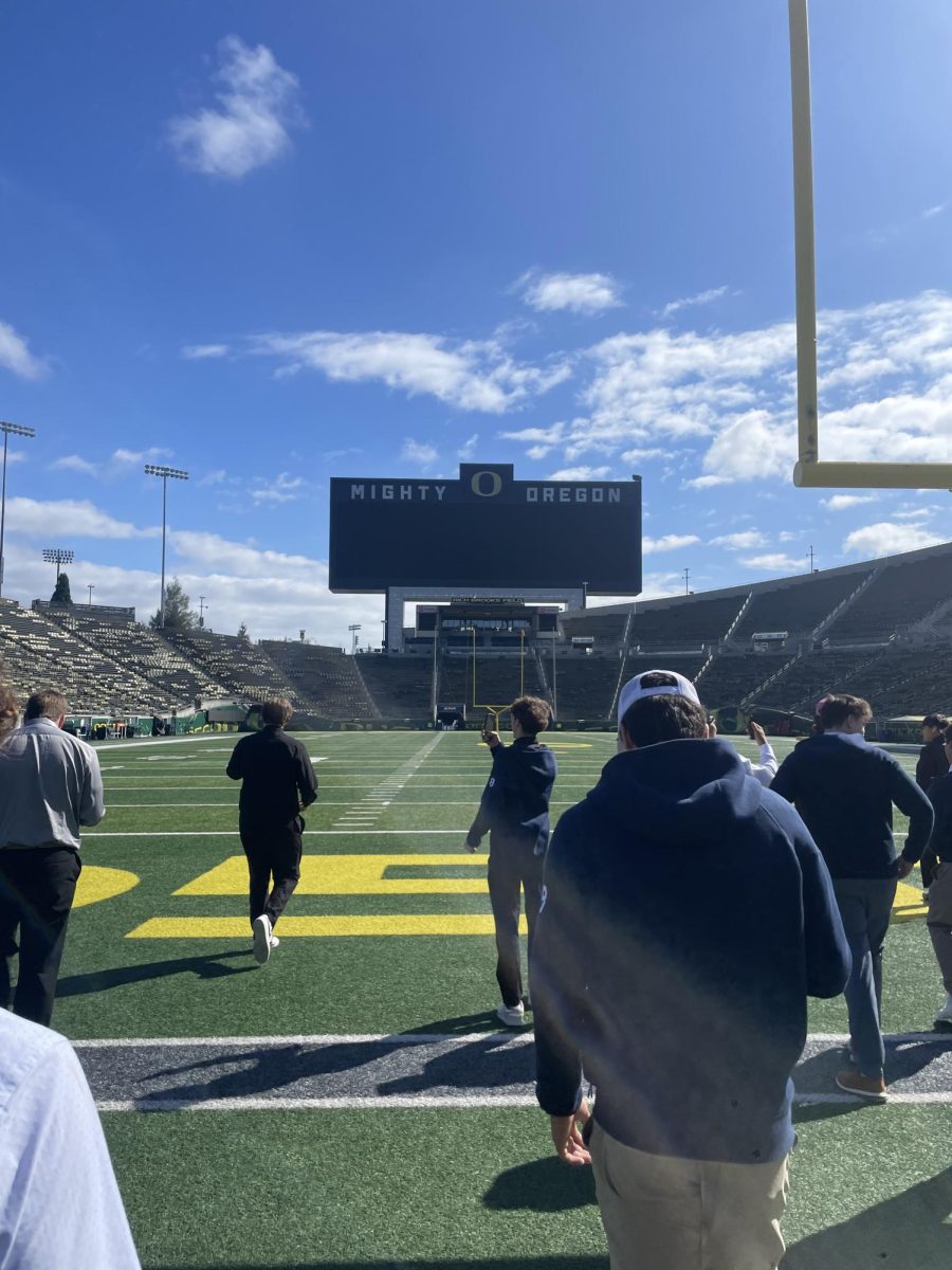 Wilsonville High school football team had there walk though at Autzen Stadium before playing at North Medford. Autzen Stadium is a very iconic stadium being home to the Oregon Ducks.