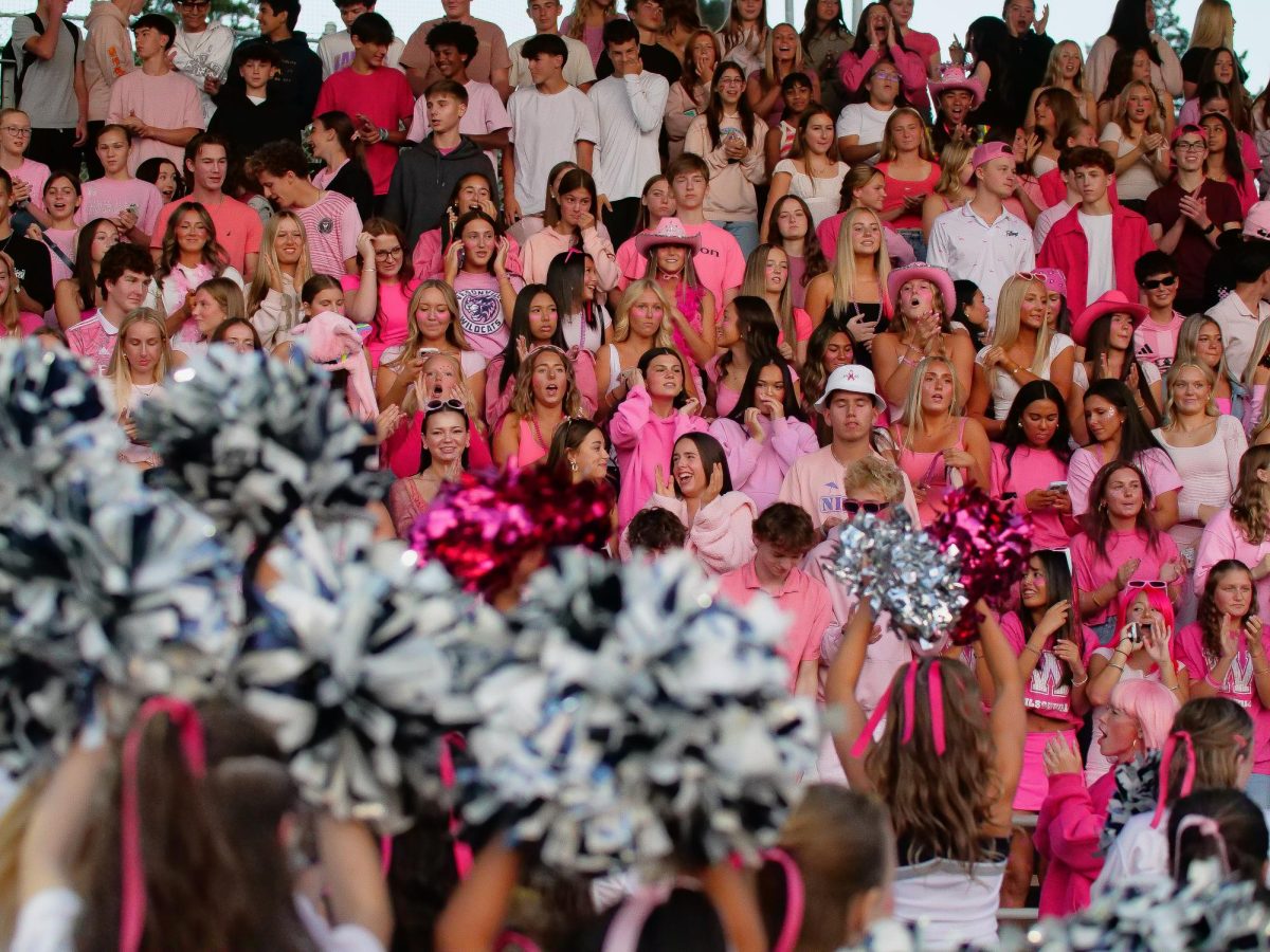 During the homecoming game, students came dressed in all pink, supporting breast cancer awareness. The student section roars, no matter the score. 