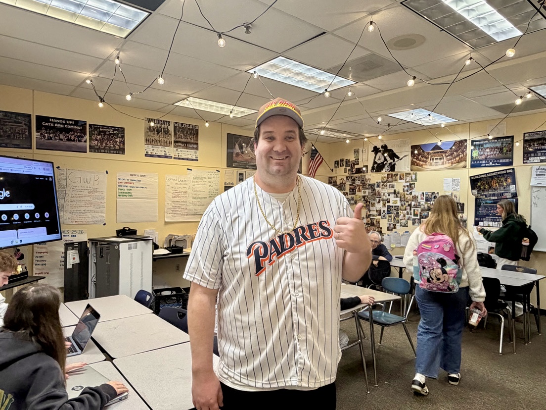 One of the most popular classes to take across the senior class is AP Literature. The teacher of this popular class Mr. Jenkins, is captured in this photo on his break while he visits AP Language teacher Mr Fitz. 