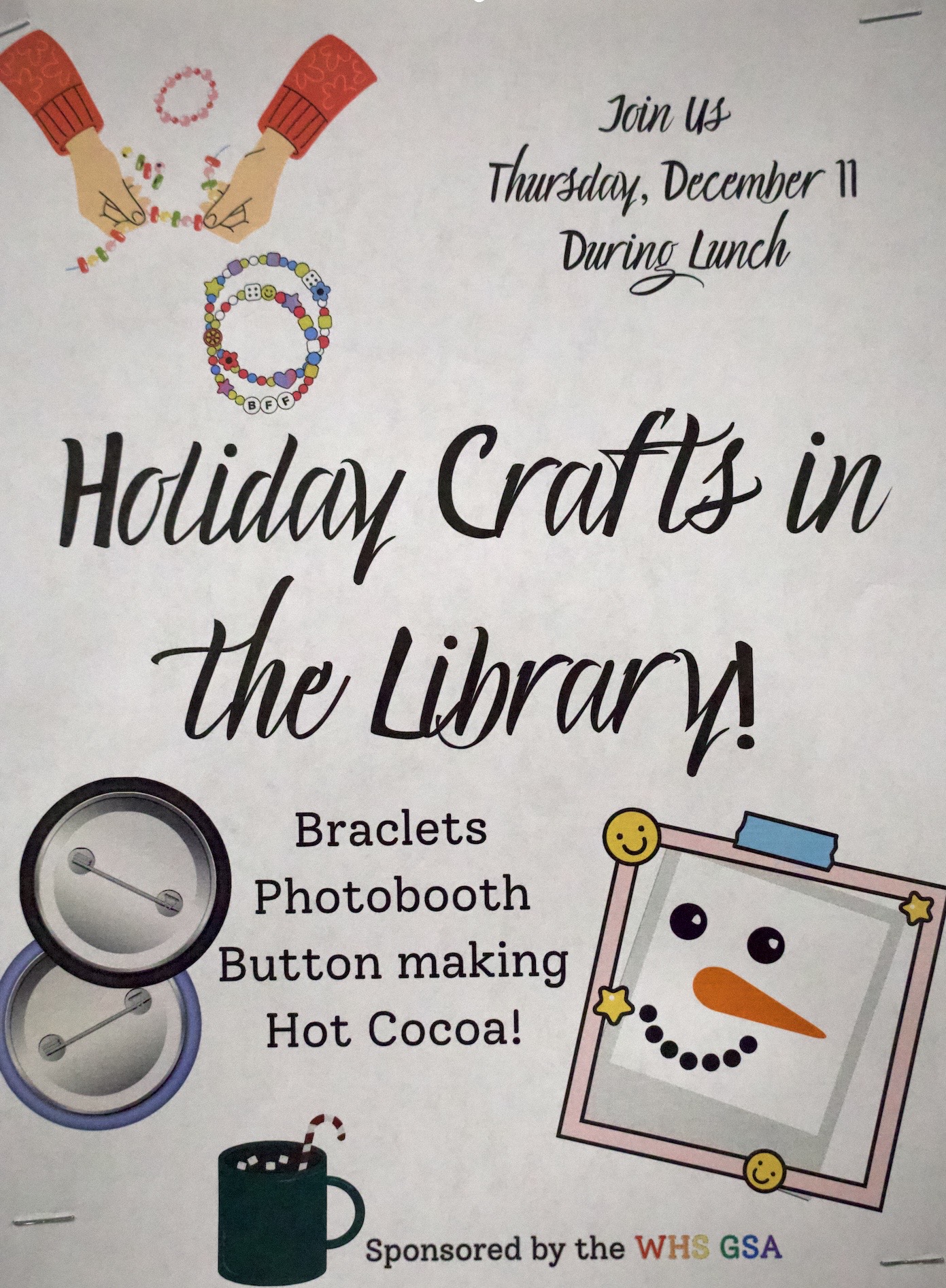The library was filled with fun crafts for students to engage in. These were activities to help students get into the holiday spirit!