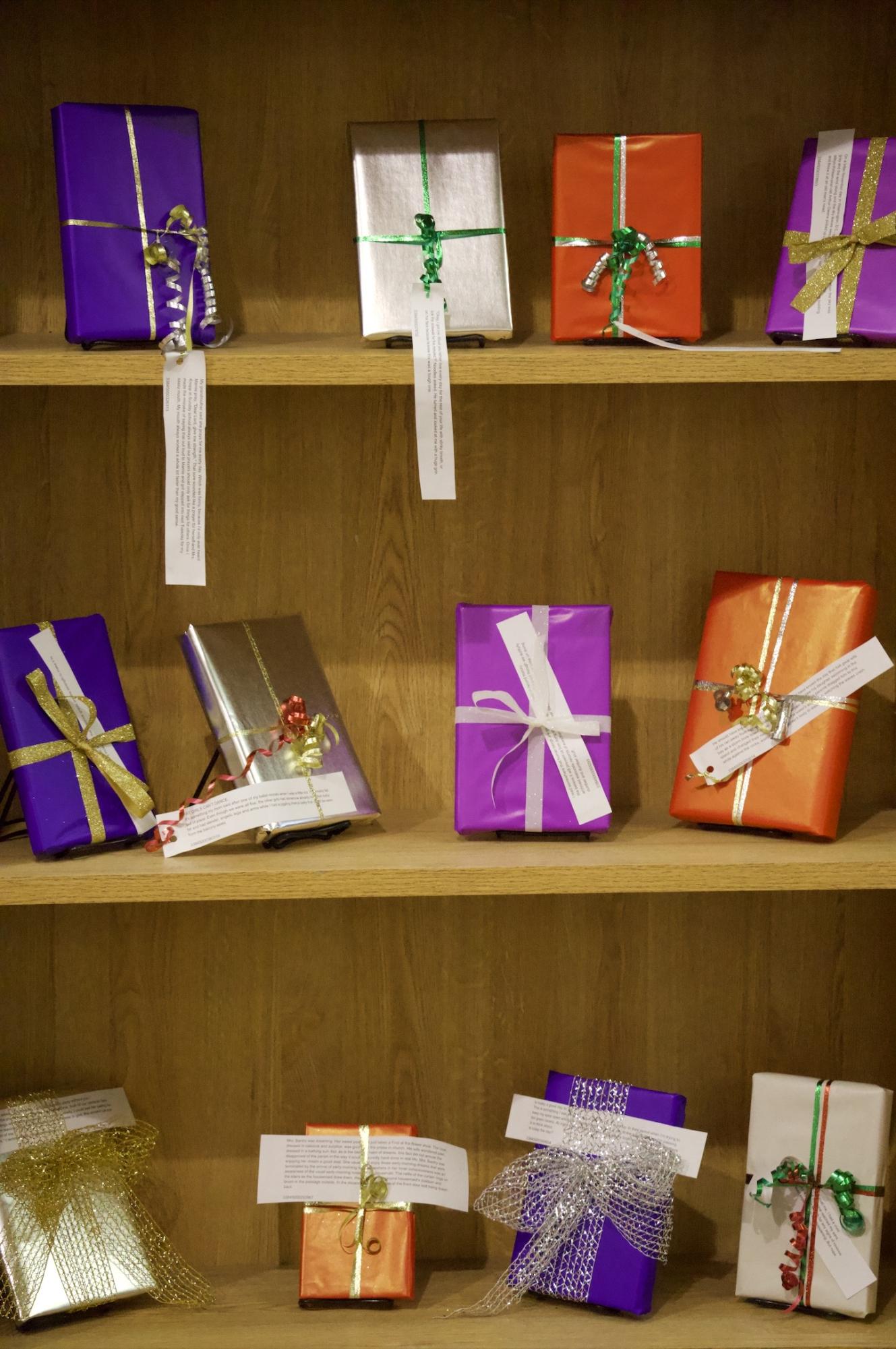 In the library, books are wrapped as presents to showcase different options and provide students with a surprise. The surprise books were fun to reveal and students got to enjoy their book over break!